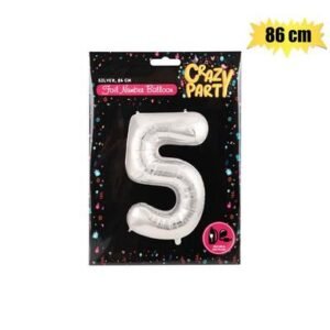 Balloon helium foil silver 5 86cm f-03